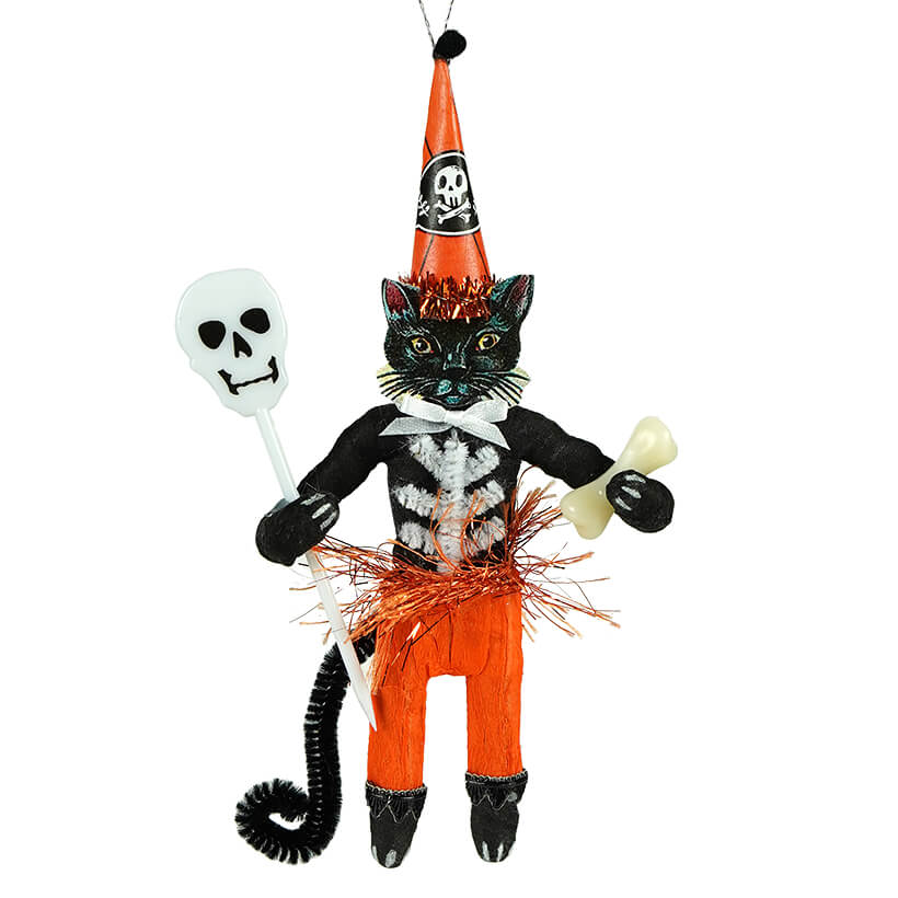 Halloween Black Cat Skeleton Boy Ornament