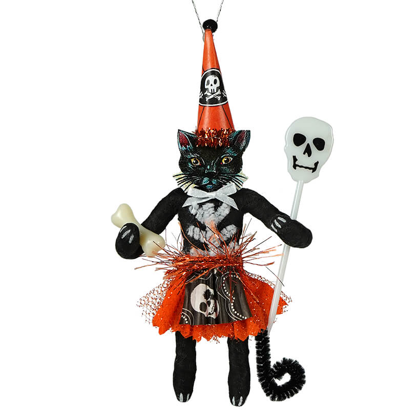Halloween Black Cat Skeleton Girl Ornament