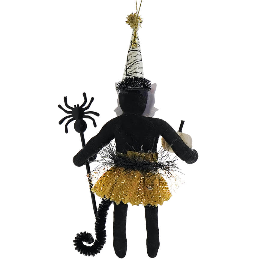 Black & Ivory Halloween Girl Cat Ornament