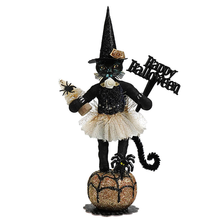 Black & Ivory Hallloween Girl Cat Figure