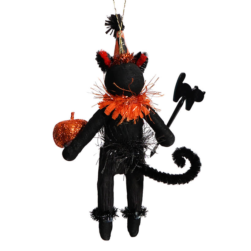 Spun Cotton Black Cat Boy Ornament
