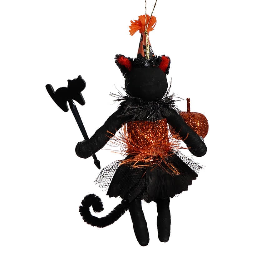 Spun Cotton Black Cat Girl Ornament