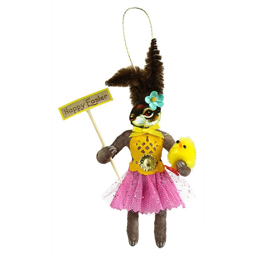 Brown Easter Bunny Girl Ornament - Traditions Exclusive