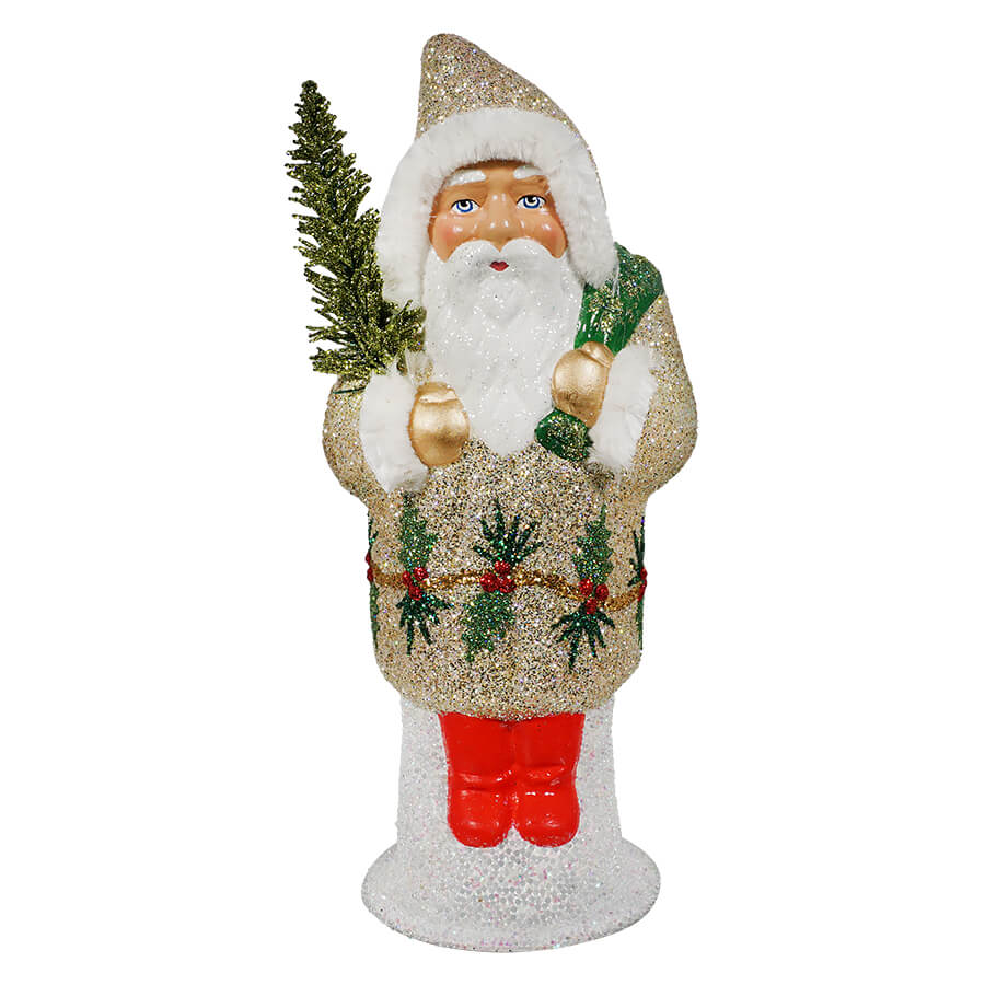 Ice Gold Santa With Holly Detail