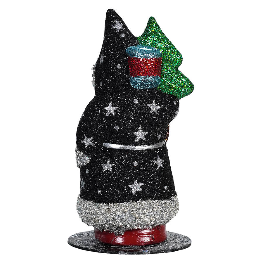 Ino Schaller Black Glitter Starry Night Santa Holding Tree