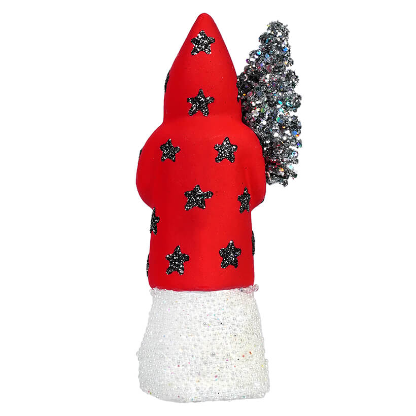 Ino Schaller Red Beaded Onyx Star Santa Holding Tree