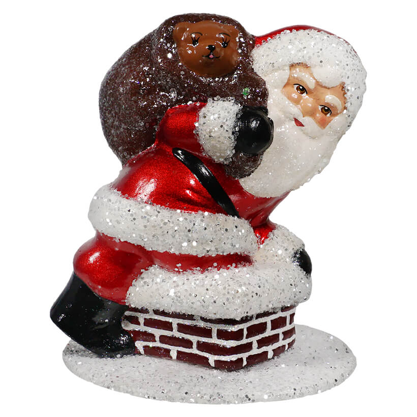 Red Santa On Chimney With Gifts