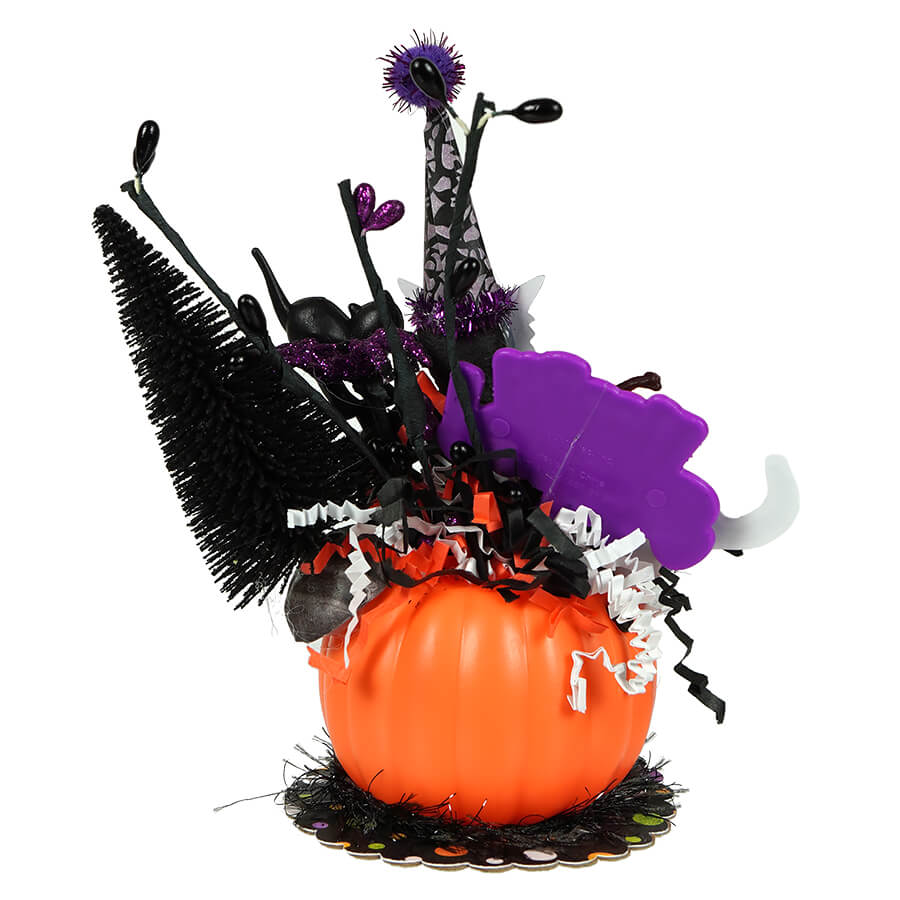 Purple Halloween Black Cat in Jack-o-Lantern