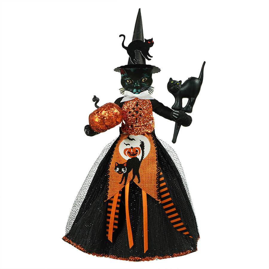 Black Cat Witch Figure