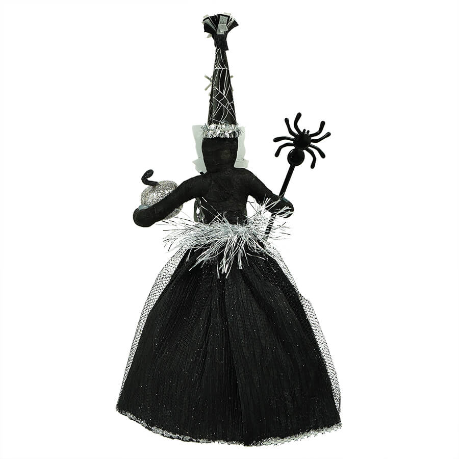Silver Black Cat Witch Figure