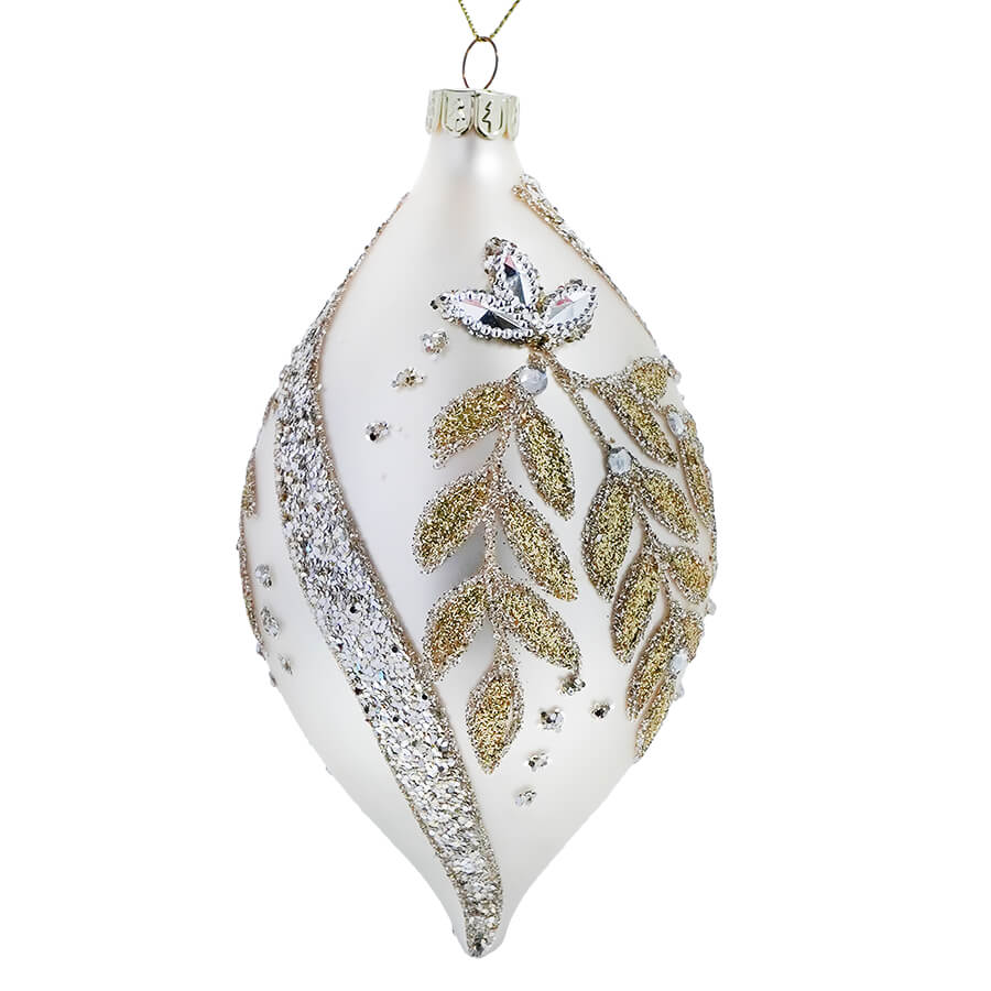 Leaf Patterned Finial Ornament With Jewels