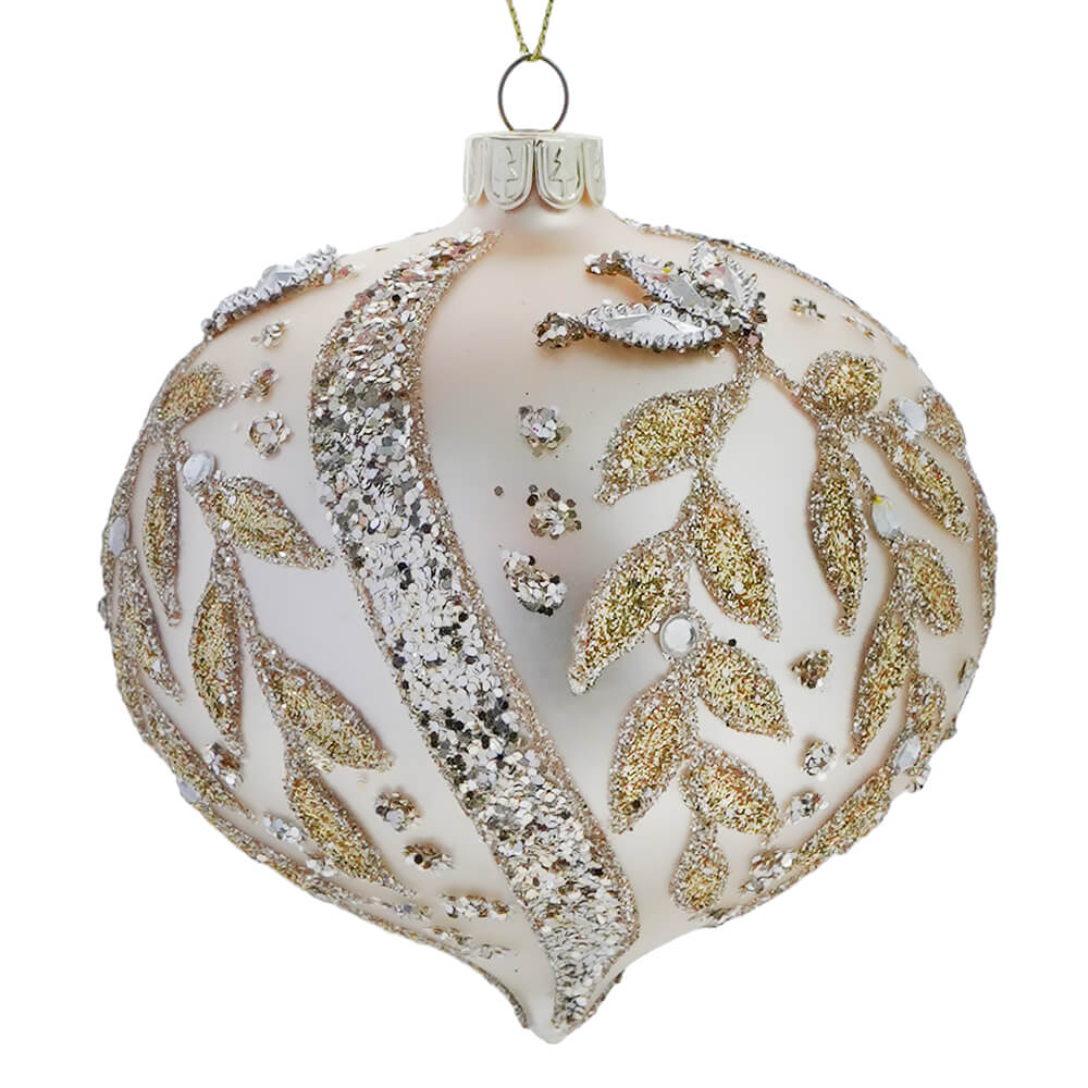 Leaf Patterned Onion Ornament With Jewels