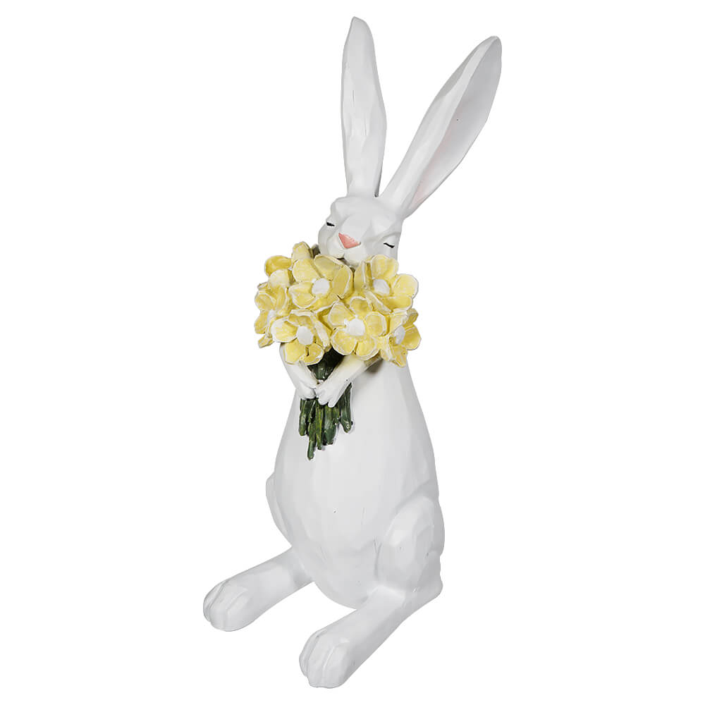 White Bunny With Yellow Flowers