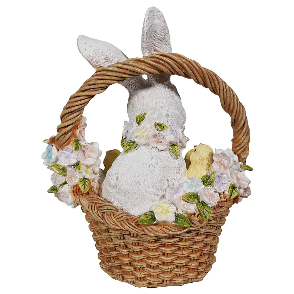 Bunny & Chicks In Flower Basket