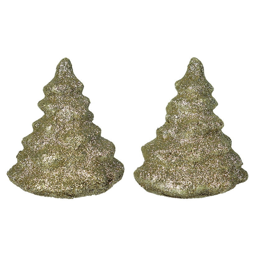 Small Champagne Frosted Tree Set/2