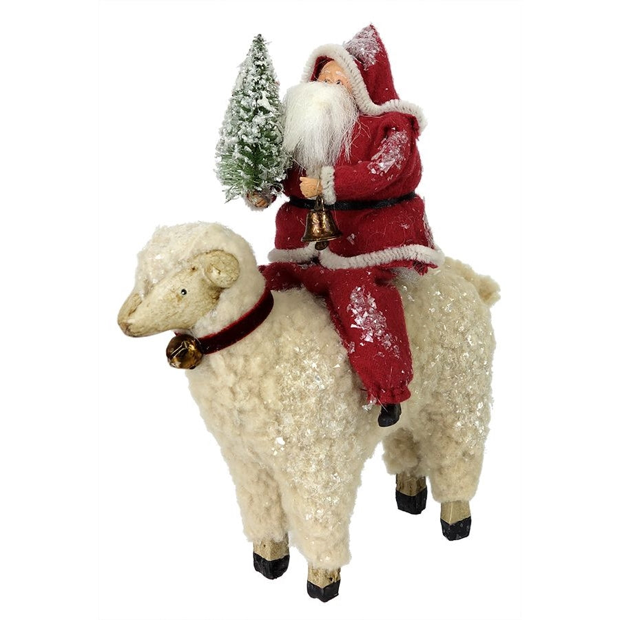 Santa with Tree Riding a Sheep
