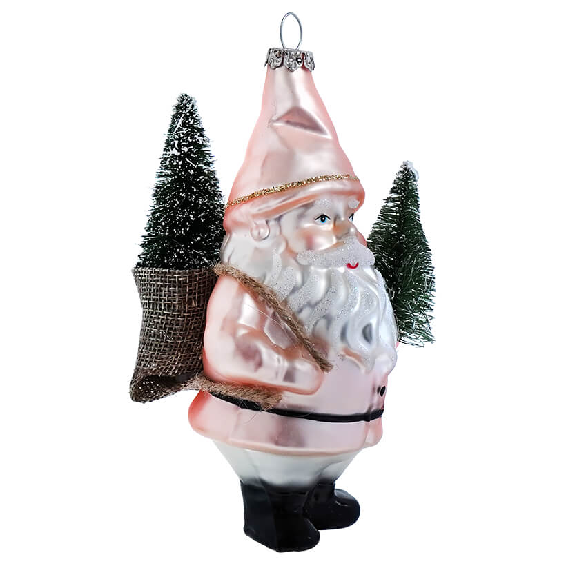 Pink Santa With Tree Ornament