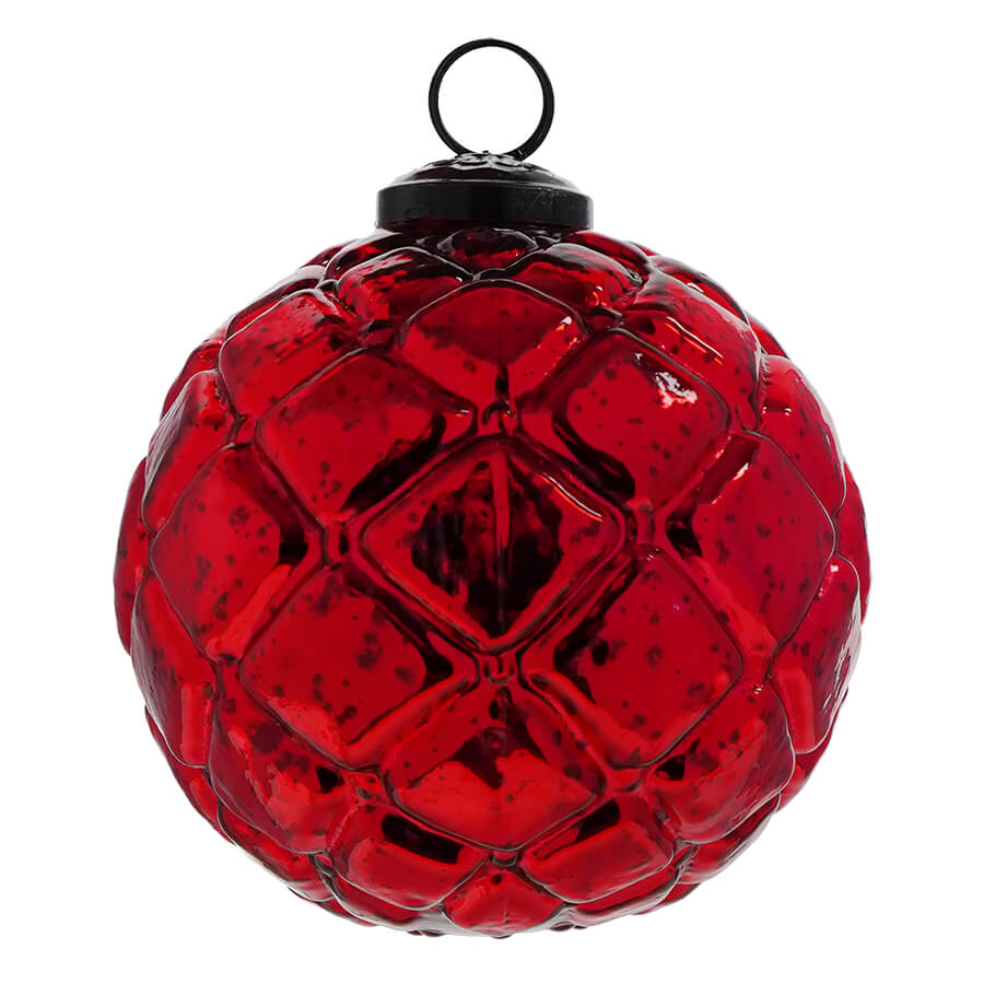 Red Quilted Kugel Ornament