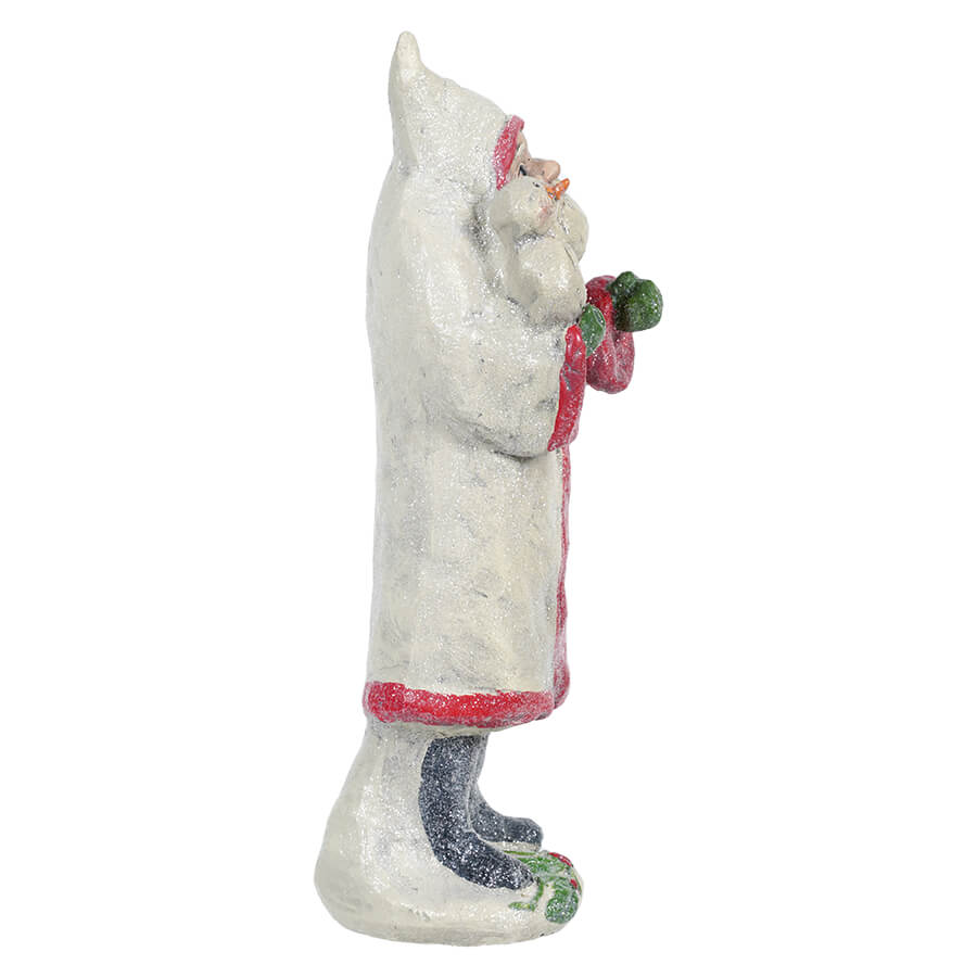 Ivory Coat Santa Holding Snowman
