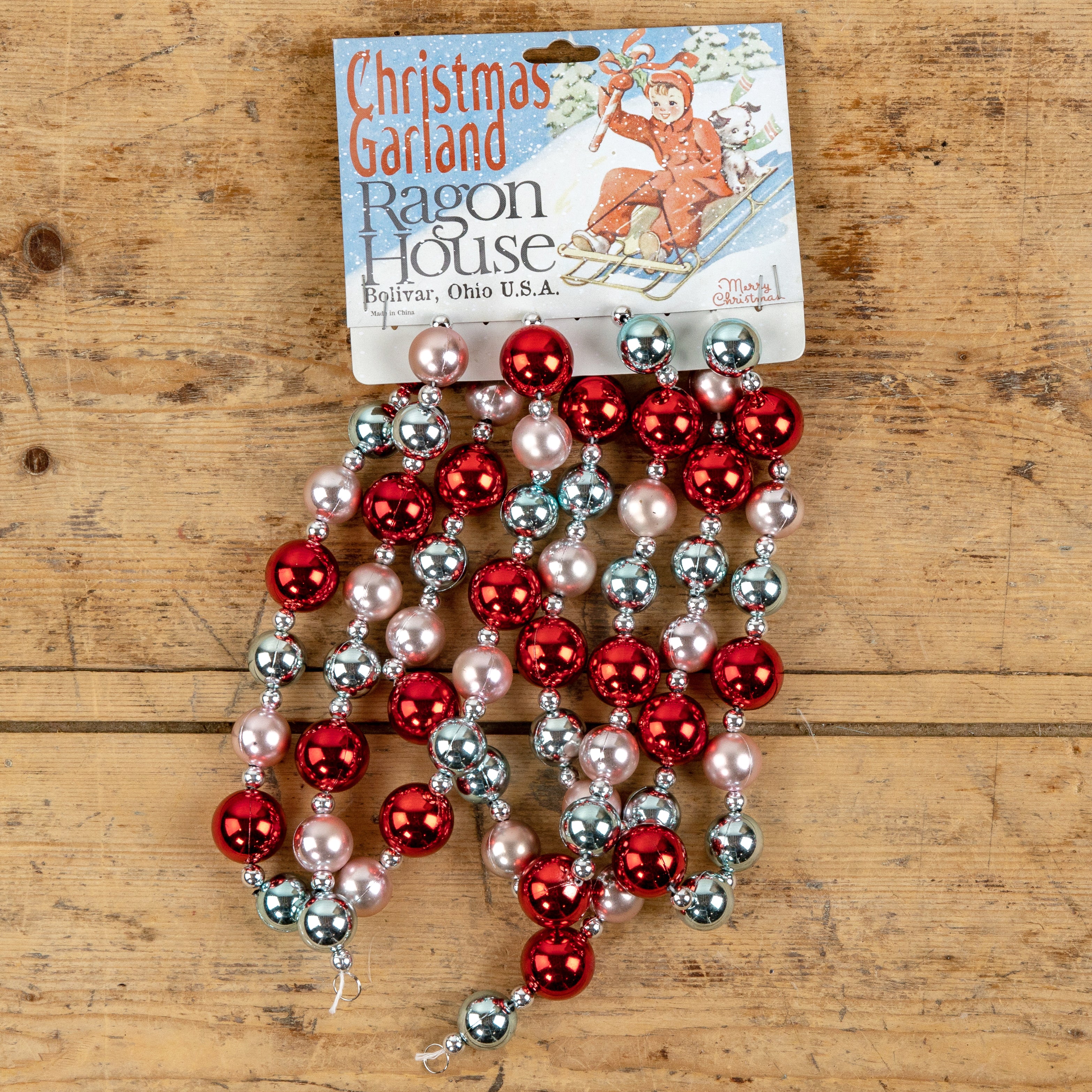 Red, Blue & Champagne Bead Garland