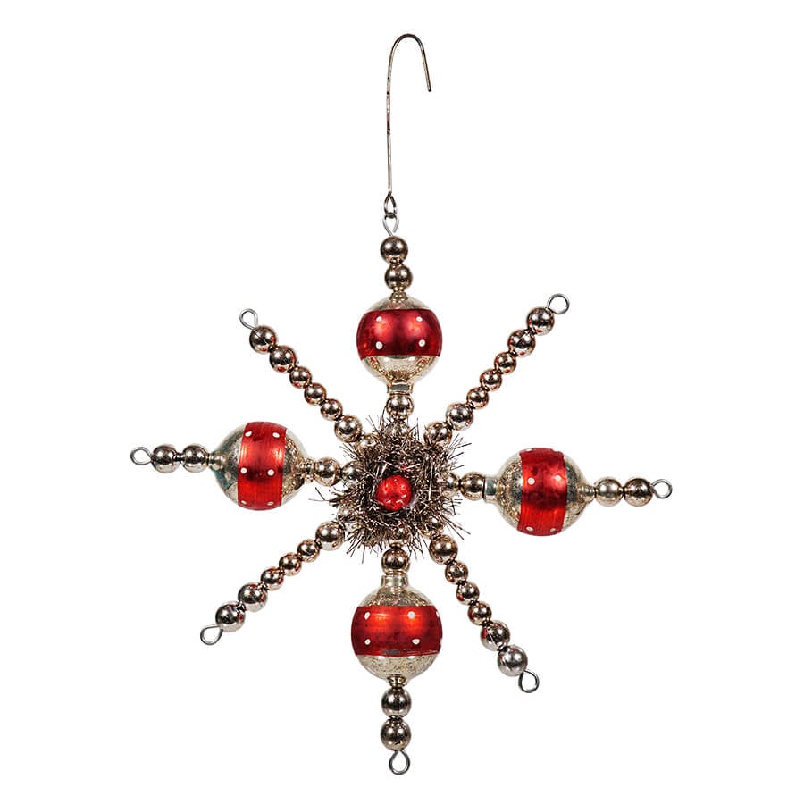 Red Bead Snowflake Ornament