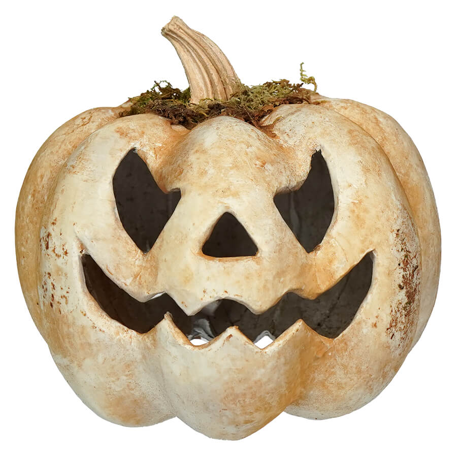 Carved White Grinning Face Pumpkin