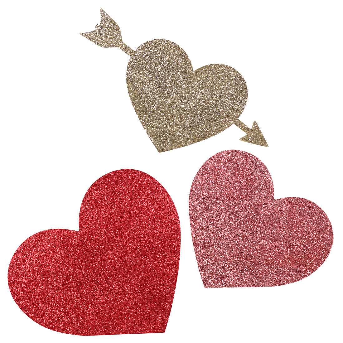 Valentine Glittered Standing Hearts Set/3