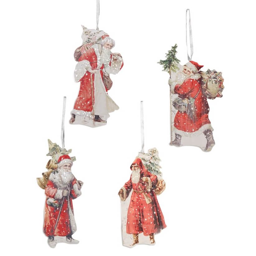 Traditional Santa Dummy Board Ornaments Set/4