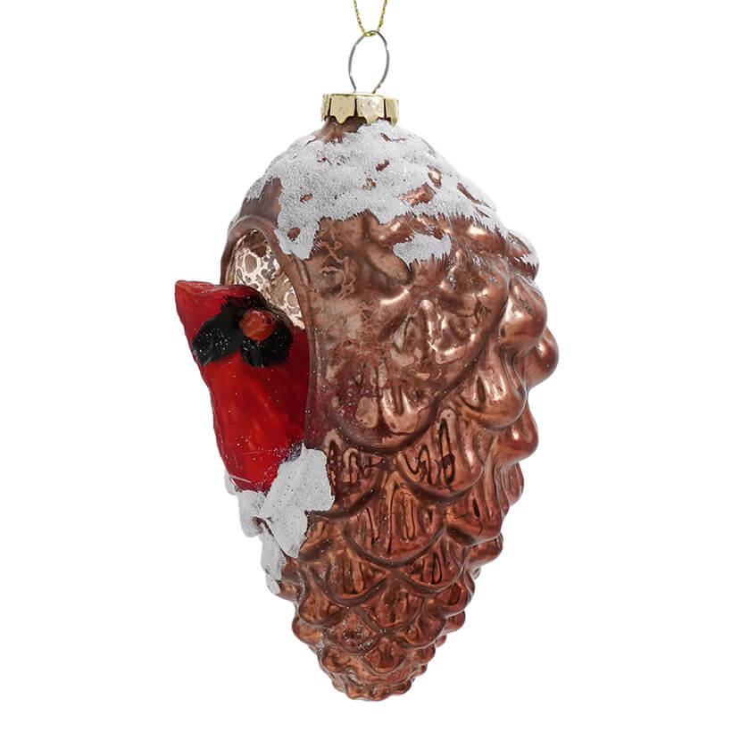 Cardinal in Pine Cone Ornament
