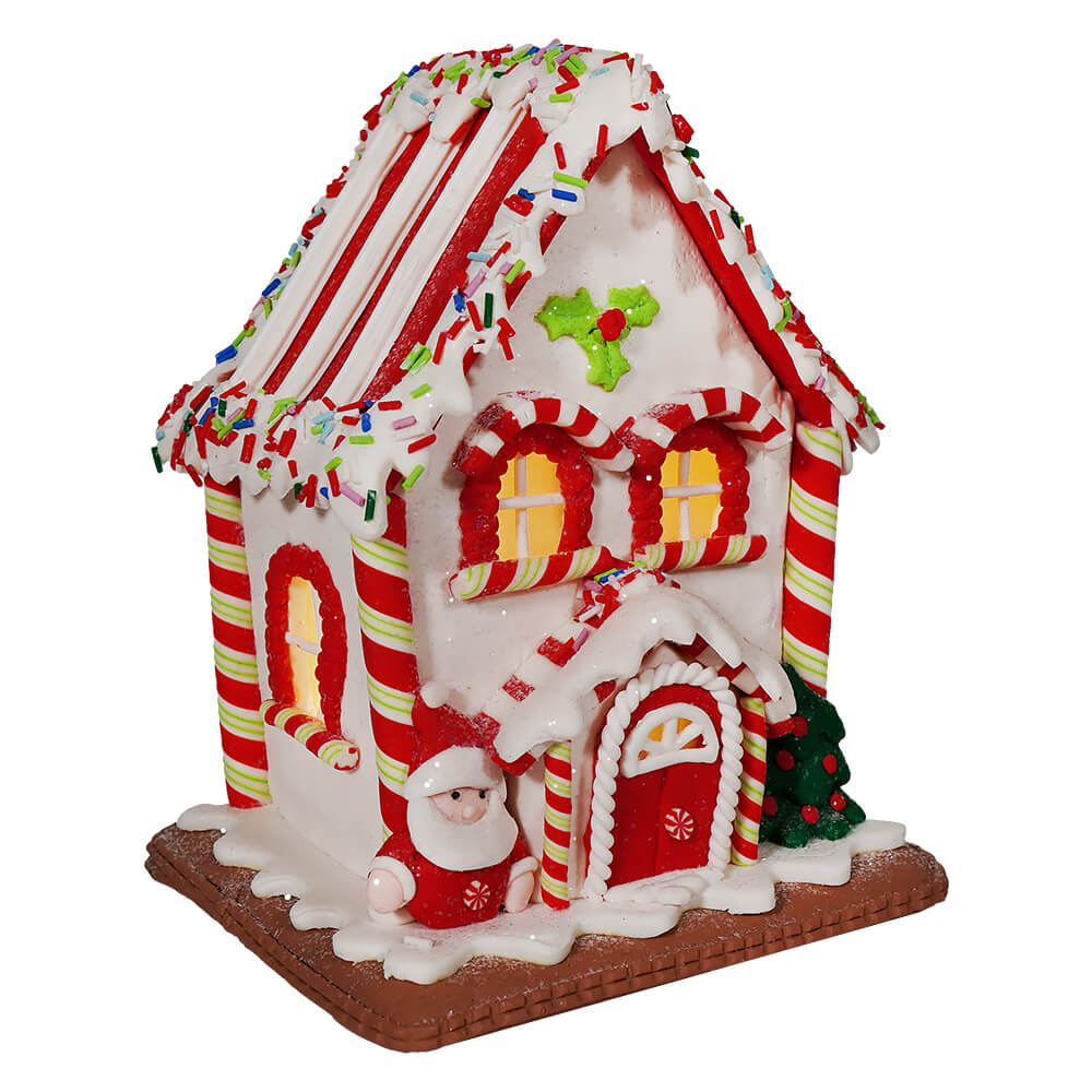 Gingerbread Lighted House With Santa