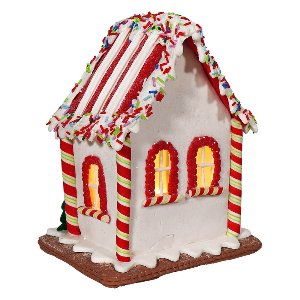 Gingerbread Lighted House With Santa