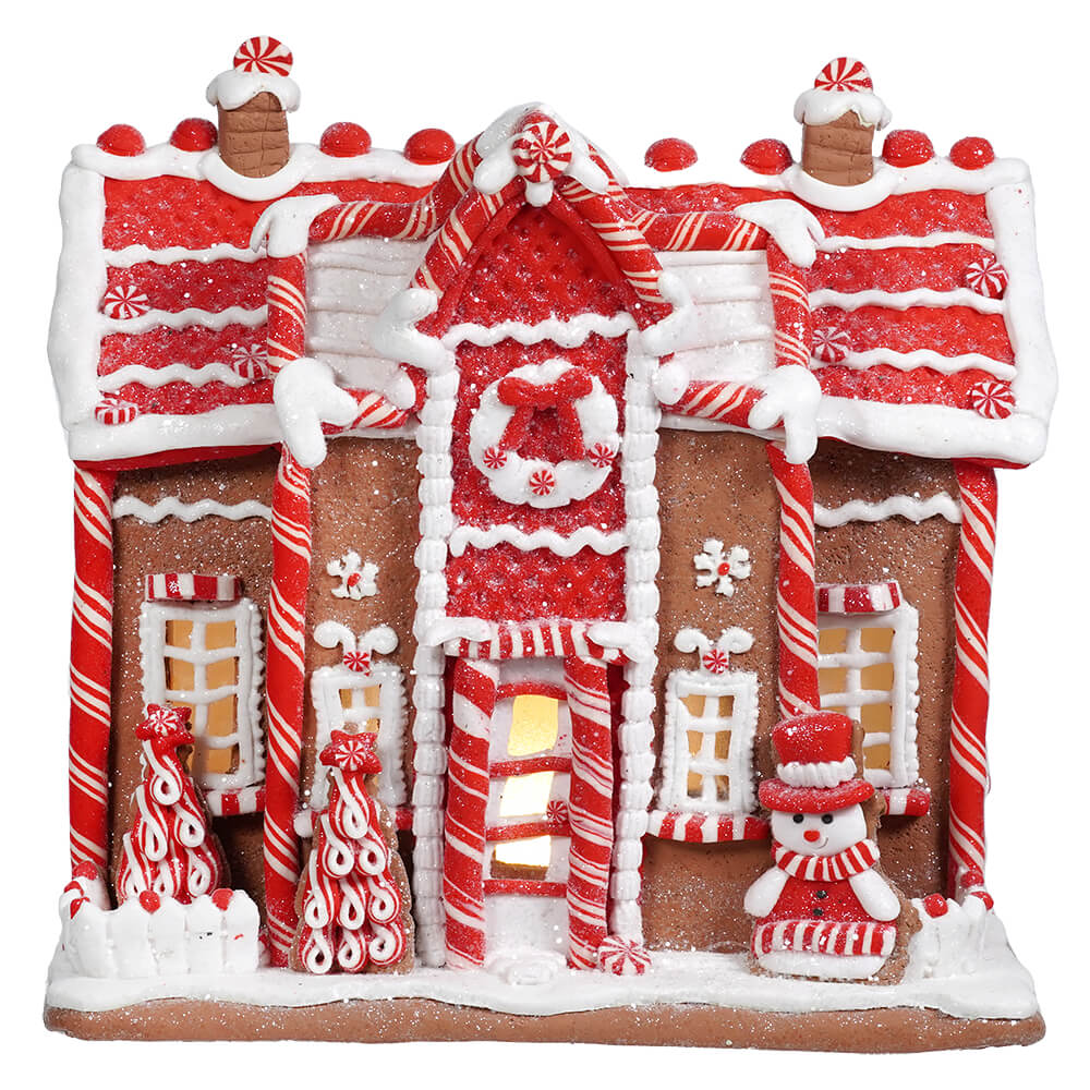 Lighted Peppermint Gingerbread House