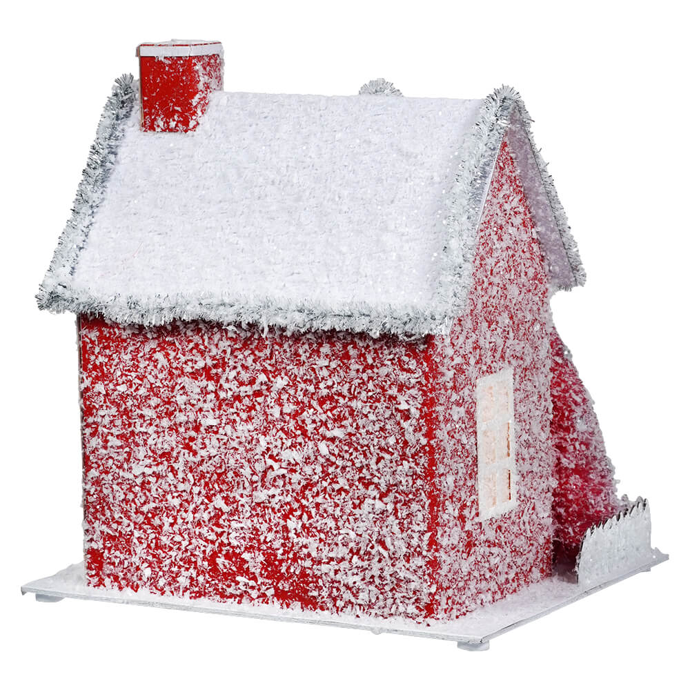 Frosted Red Lighted Paper House