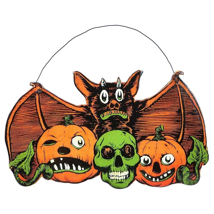Bat, Pumpkin & Skull Hanger