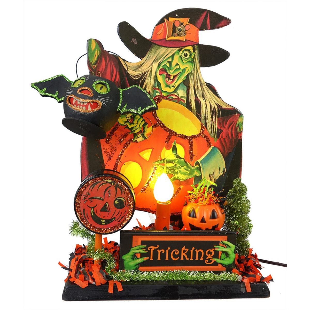 Vintage Beistle Witch Tricking Lighted Display