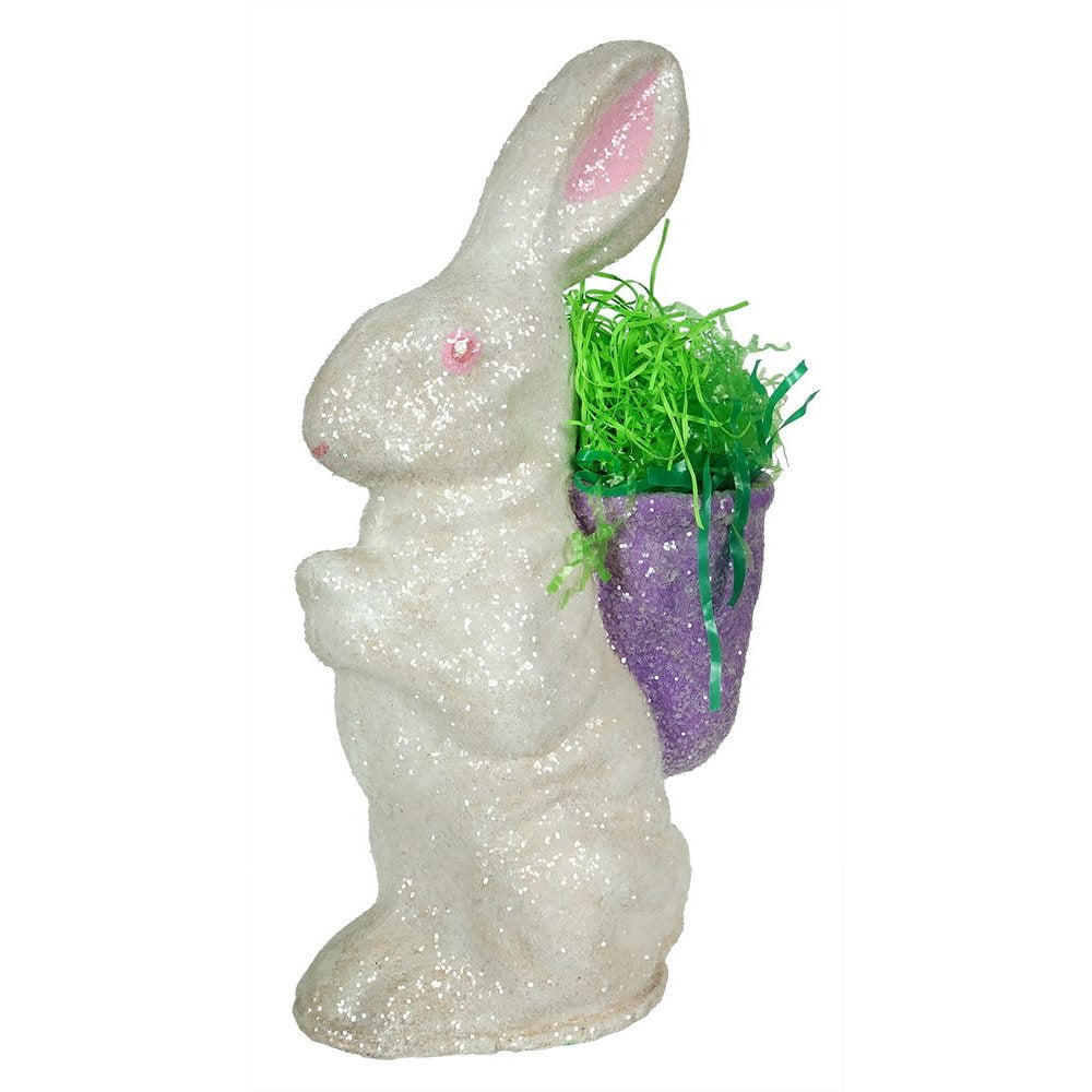 Glittered White Standing Rabbit with Purple Pack