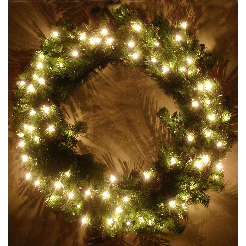 Lighted Pine Wreath