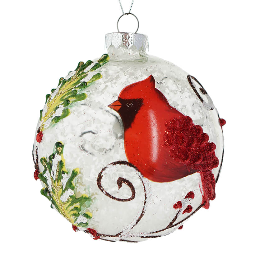 Glass Ball Ornament With Cardinal