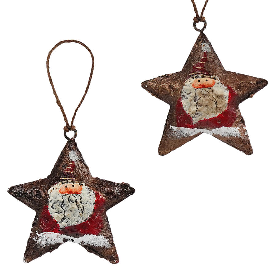 Santa Metal Star Ornaments Set/2