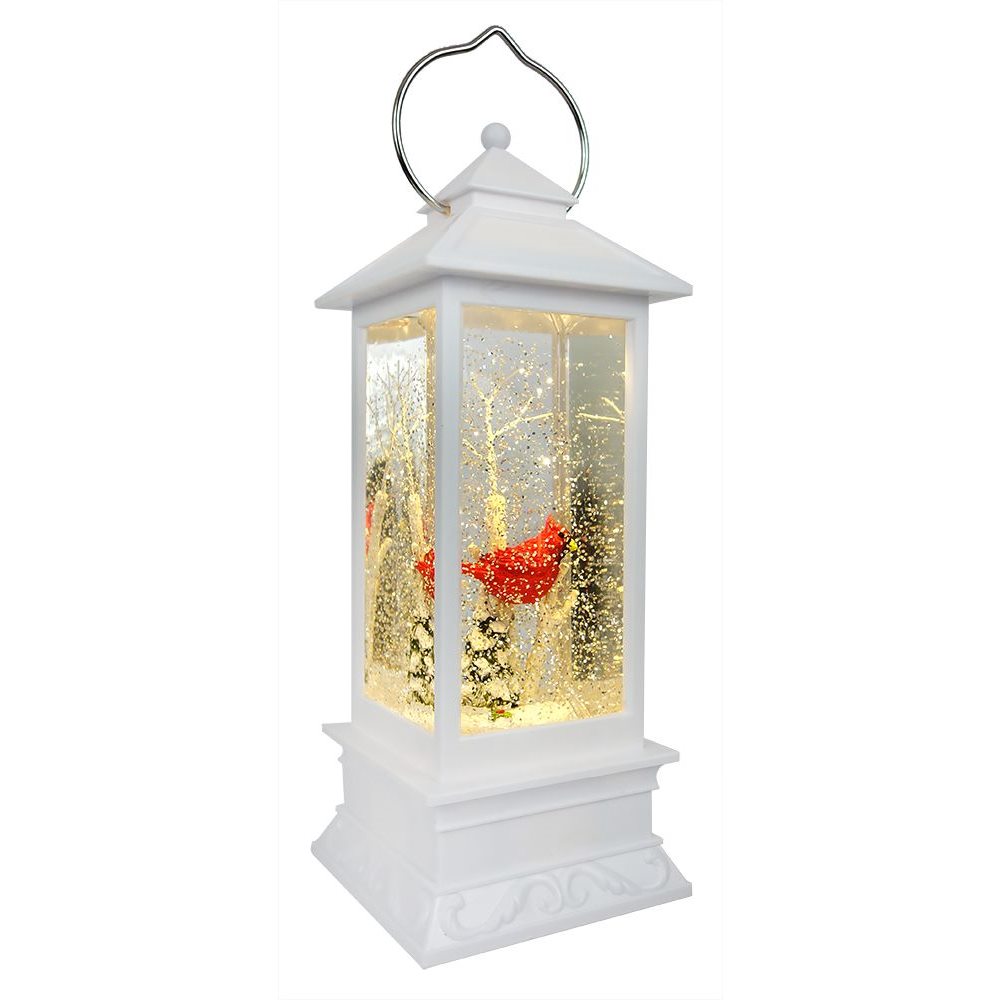 Cardinal in the Trees White Lighted Lantern