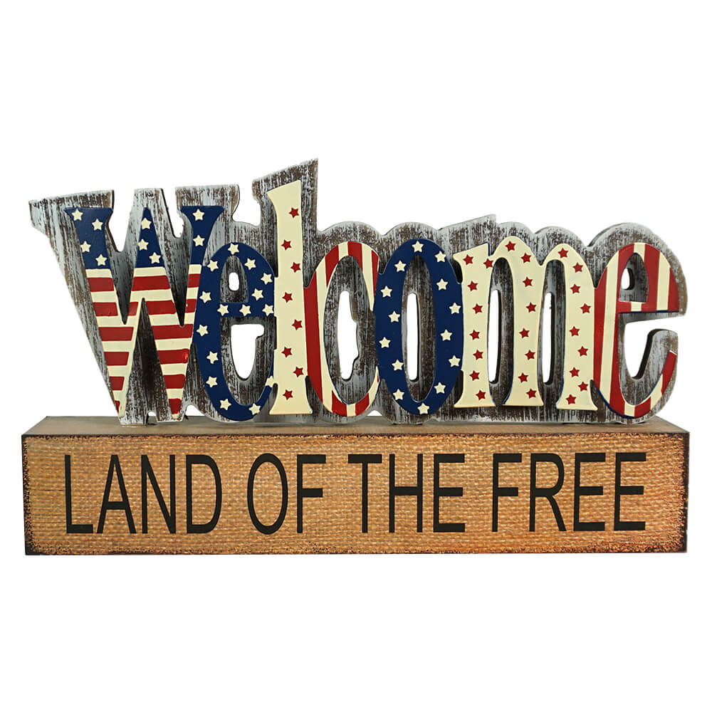 Patriotic Welcome Table Top Sign