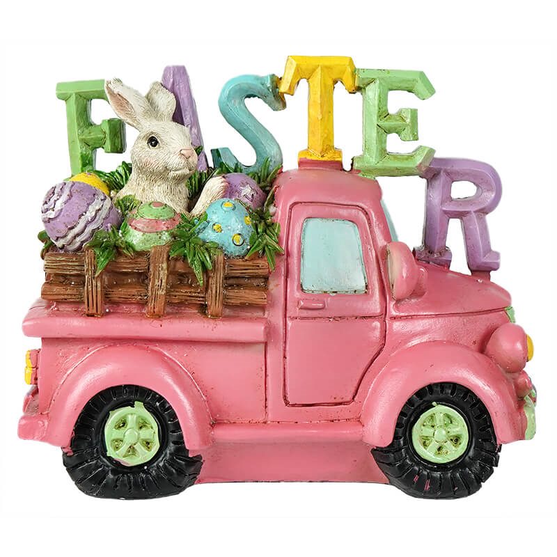 Resin Pink Truck with Easter Sign