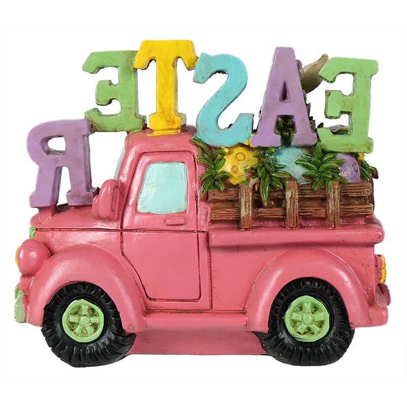 Resin Pink Truck with Easter Sign