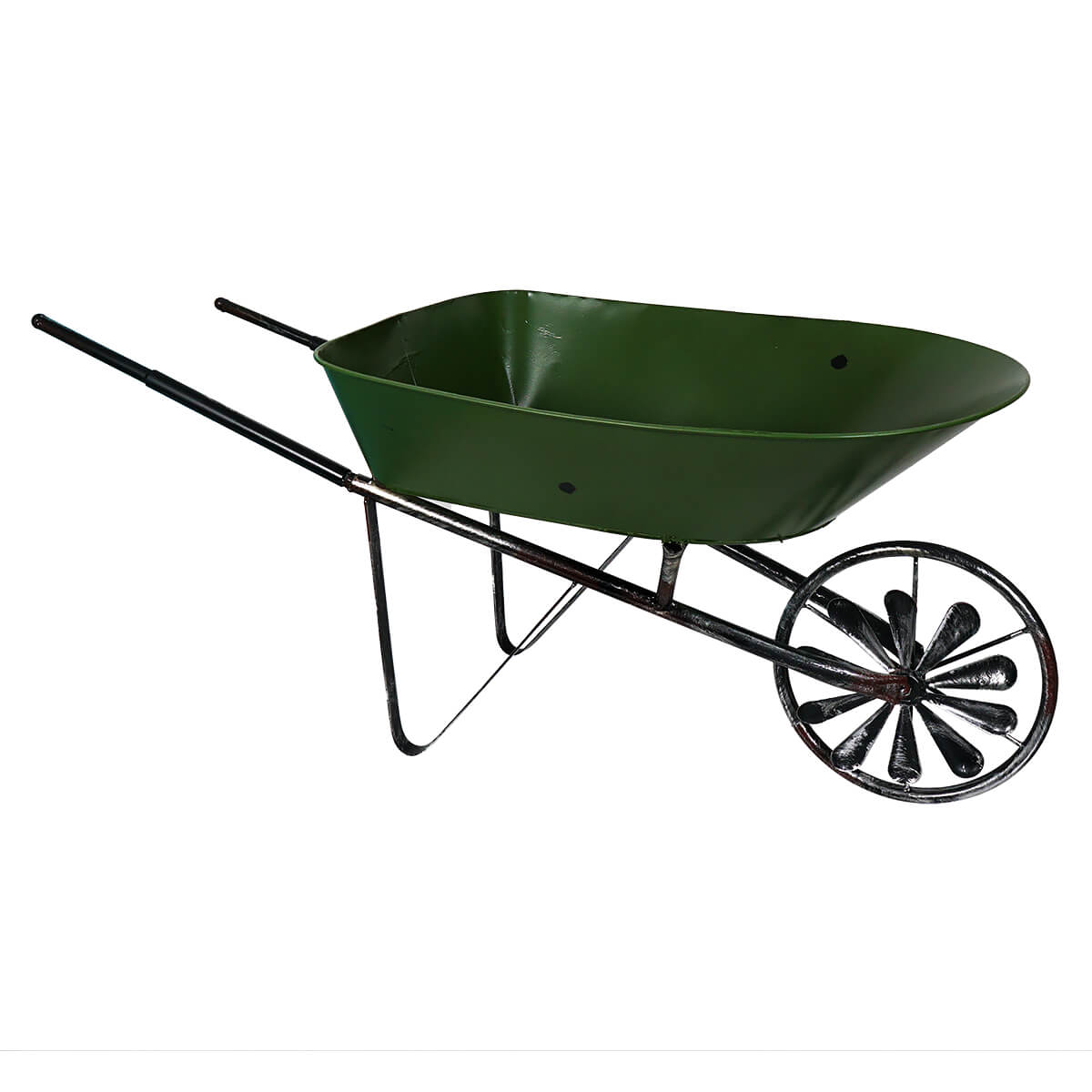 Green Metal Antique Wheelbarrow