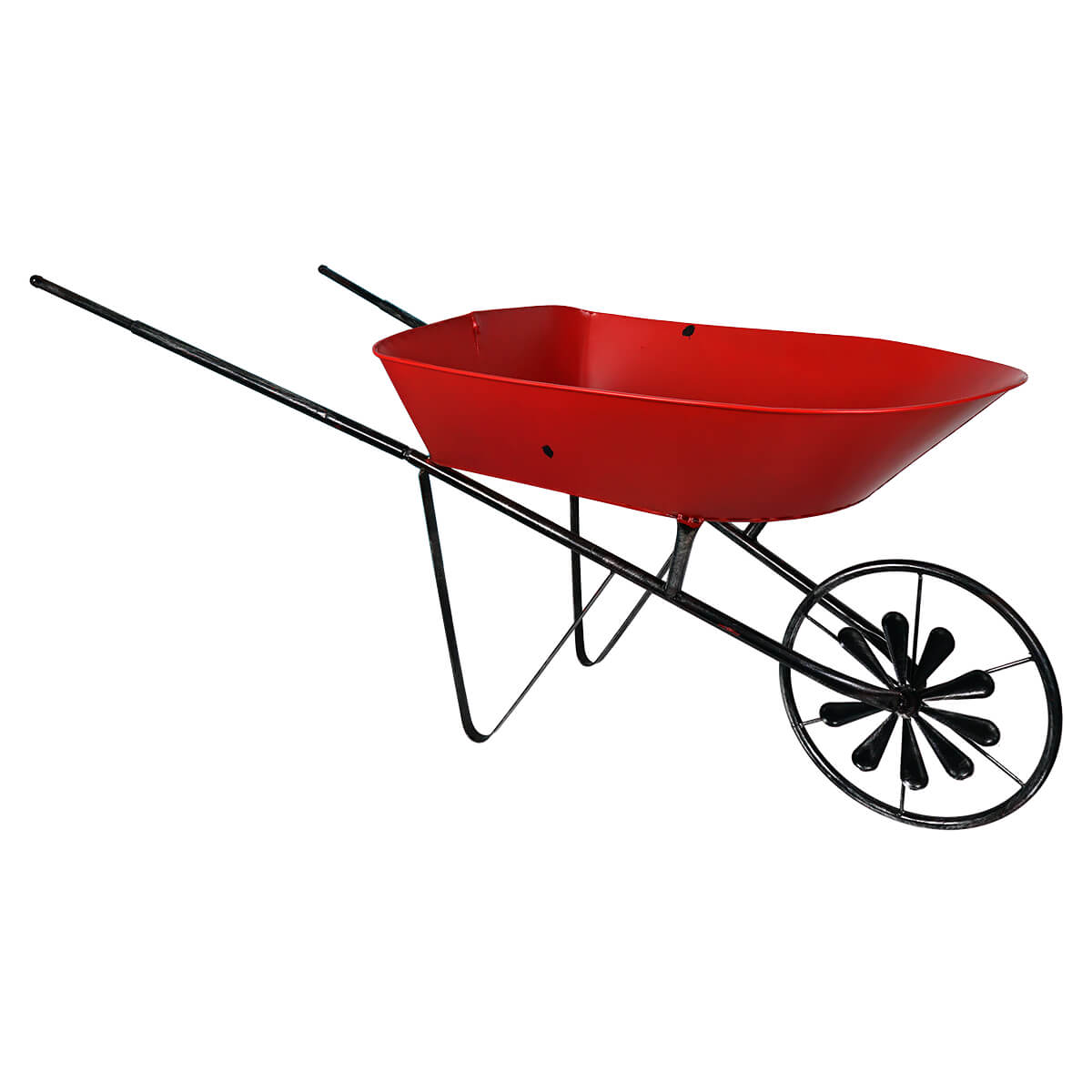 Red Metal Antique Wheelbarrow