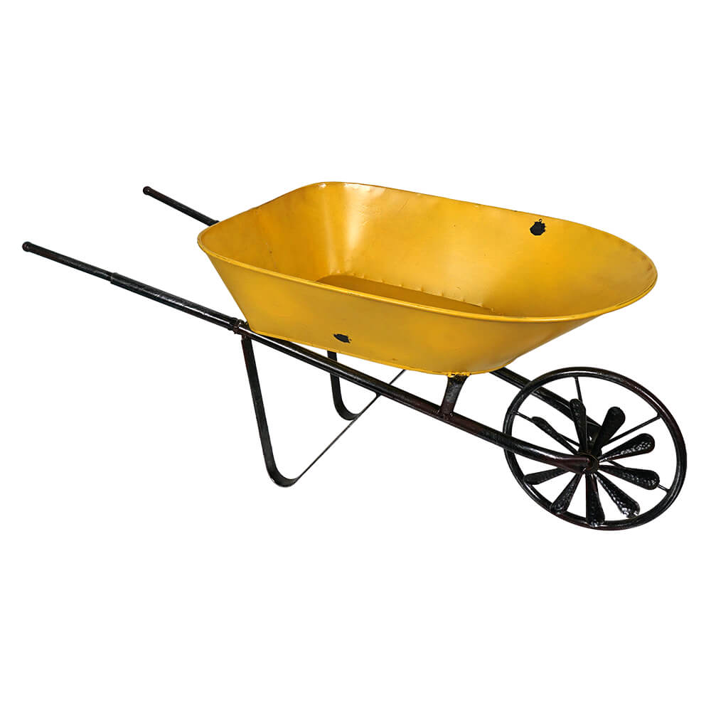 Yellow Metal Antique Wheelbarrow