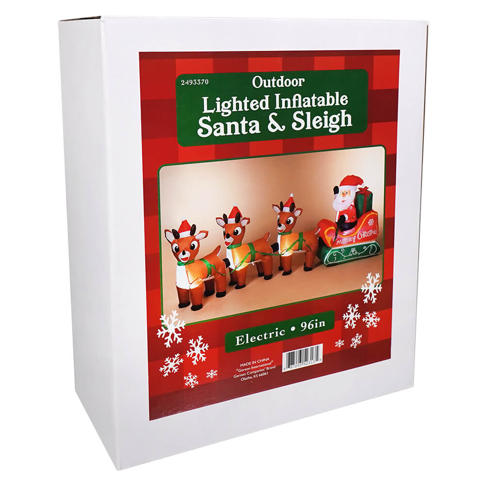 Electric Lighted Inflatable Santa & Sleigh