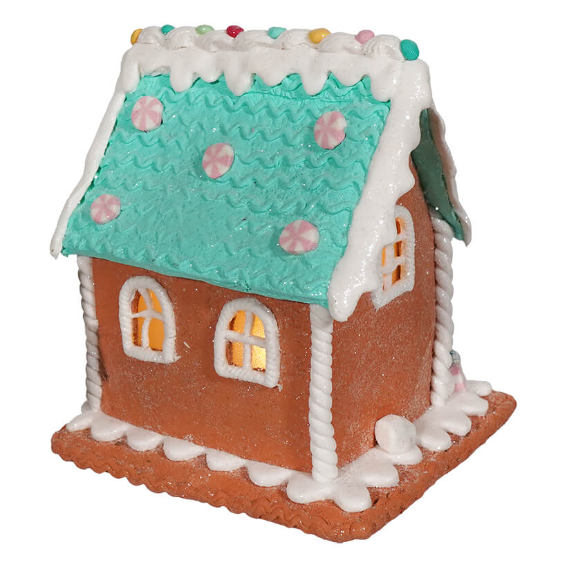 Lighted Holiday Pastel House With Snowman