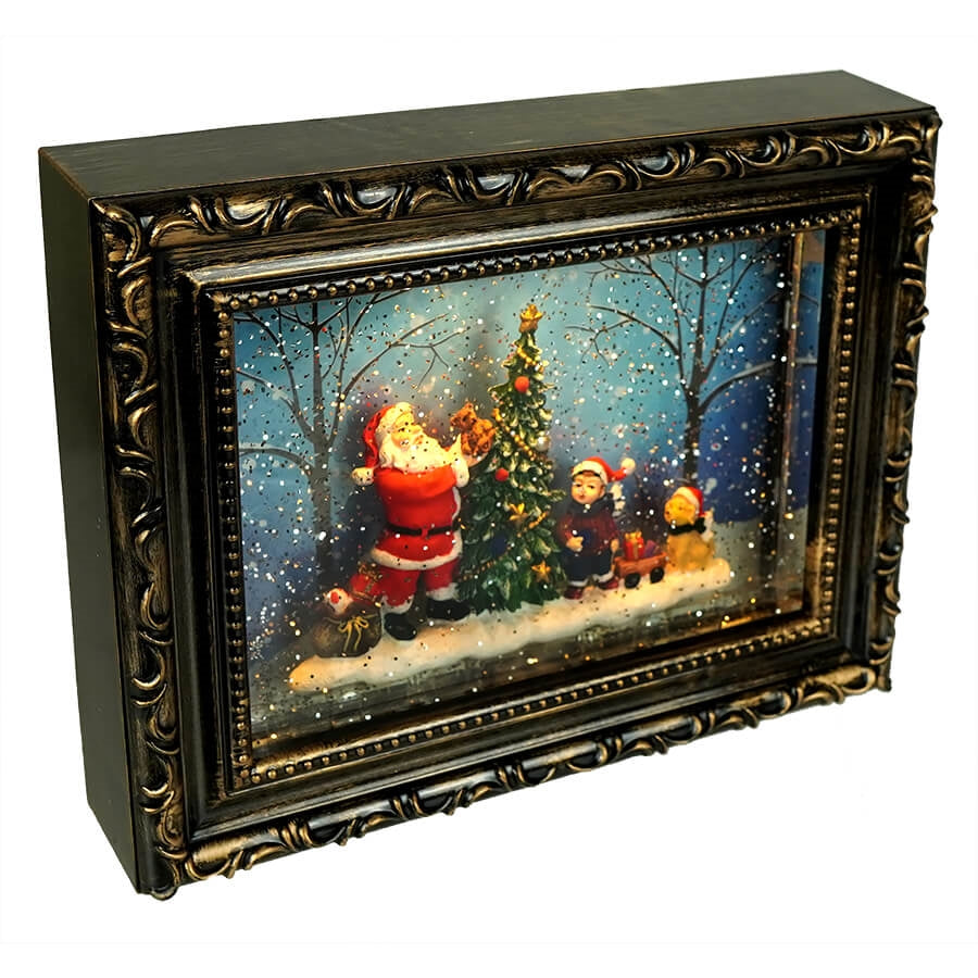 Picture Frame Santa Giving Out Presents Lighted Scene