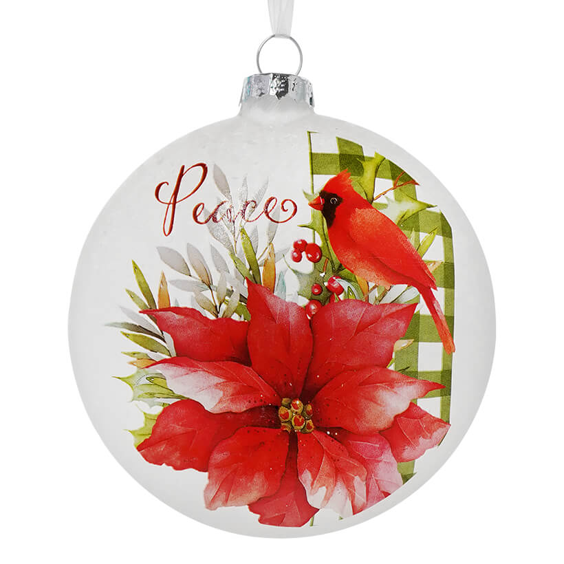 Frosted Peace Poinsettia Ornament